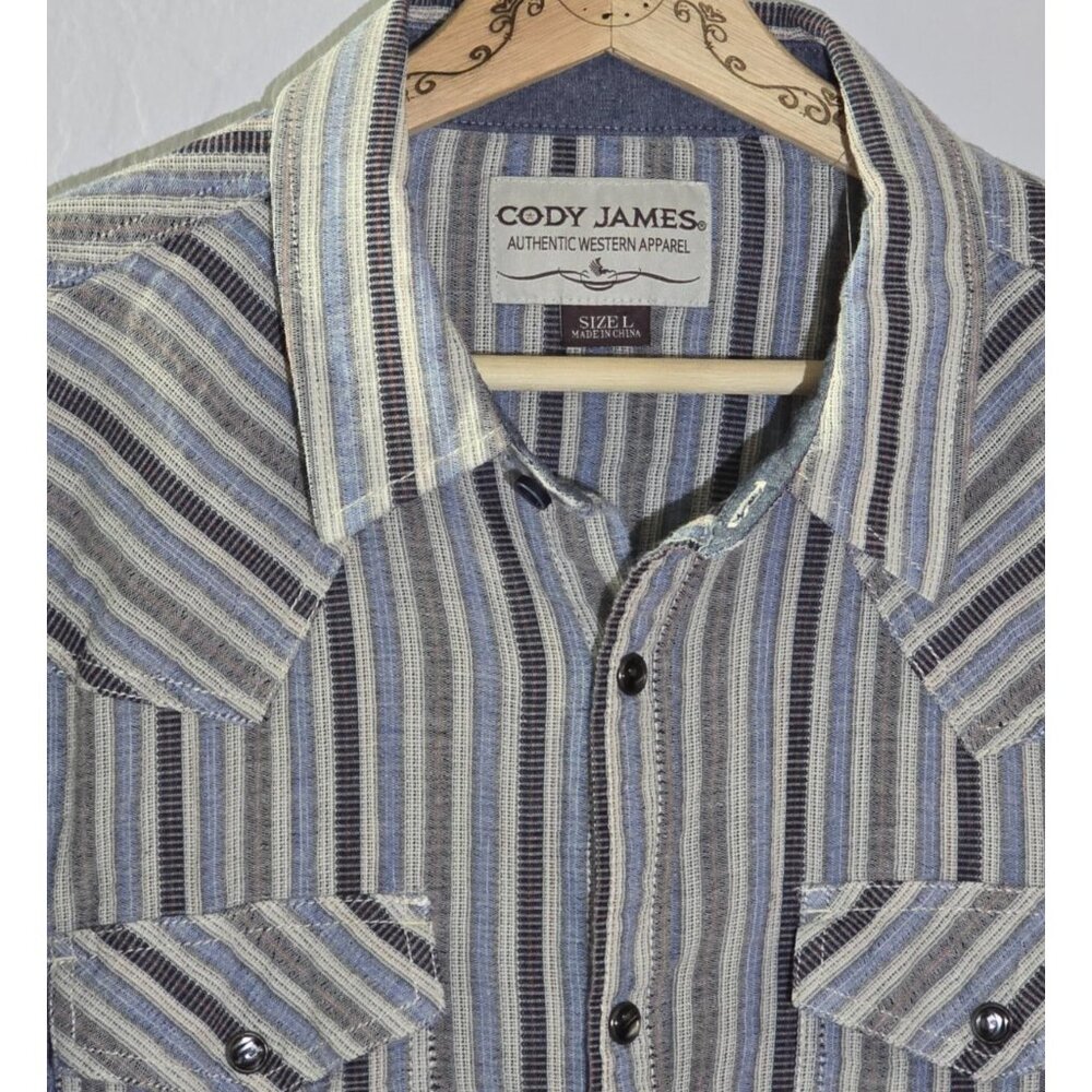 Cody James Men’s Western Pearl Snap Long Sleeve –Large – Bold Striped Multicolor - Picture 2 of 16